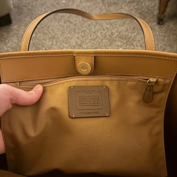 Coach Tan Monogram City Tote Bag with Leather Trim - Picture 9 of 14